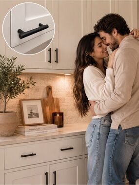 Matte Black Cabinet Pull Handles - Pack of 11